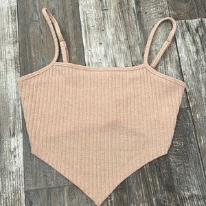 This is bought from off SHEIN it is a tan triangle shaped crop top.